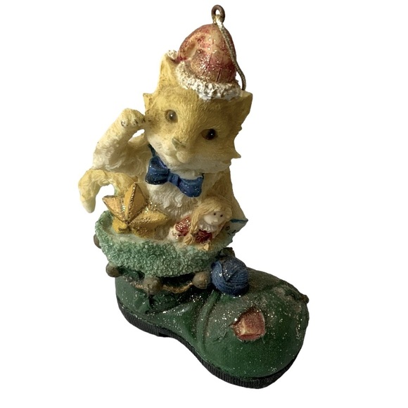 Vintage Cat Puss in Boots Ornaments Christmas Tree Decor Cats in Boots Set of 2 - Picture 4 of 16